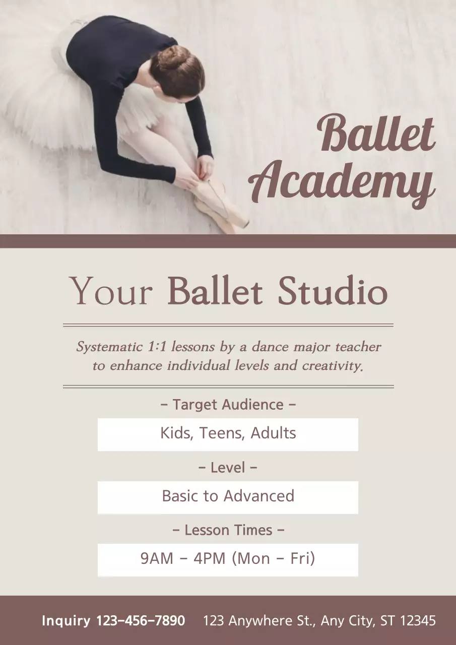 Beige Elegant Ballet Advertisement Poster