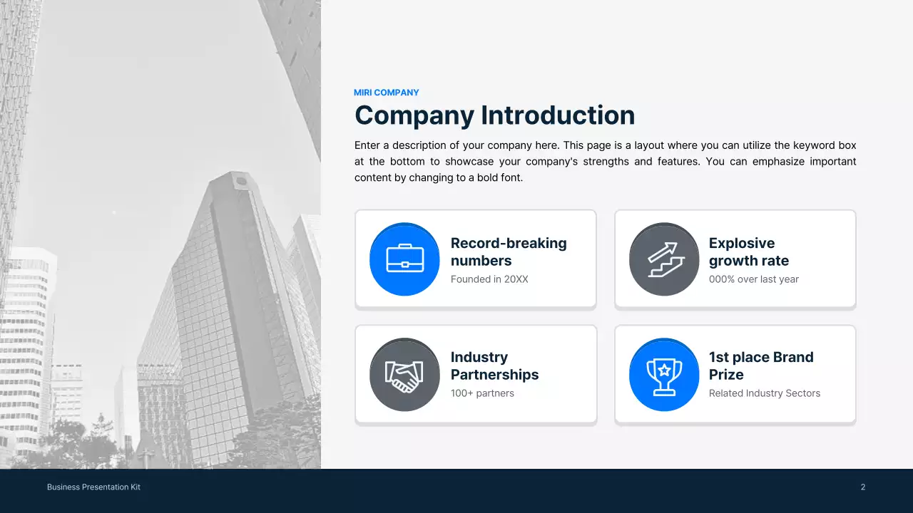 Simple business materials in blue and gray