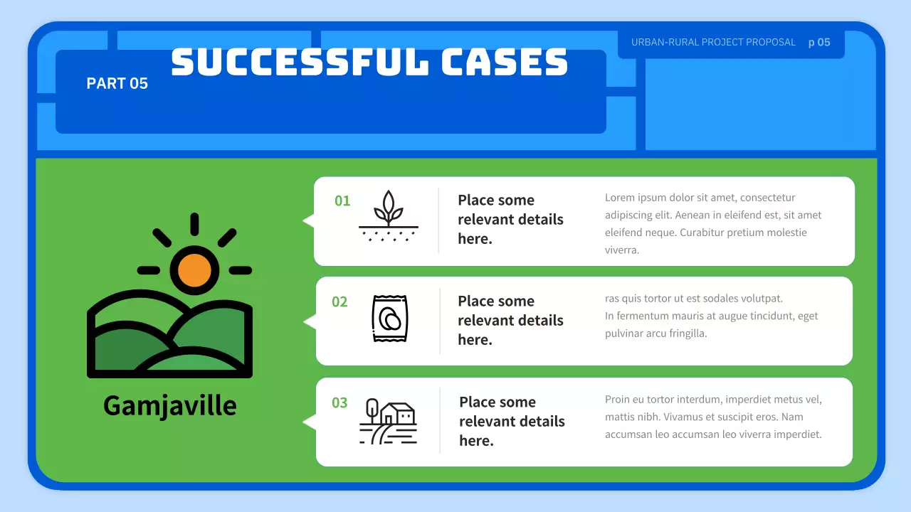 Light blue cute toy-style farming village business proposal