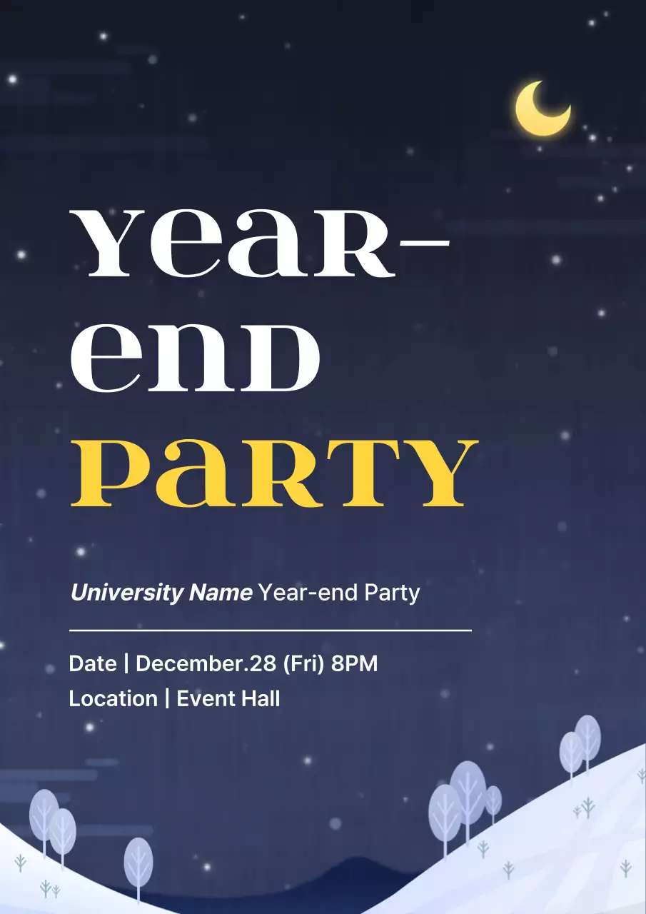 Navy Modern Party Announcement Poster