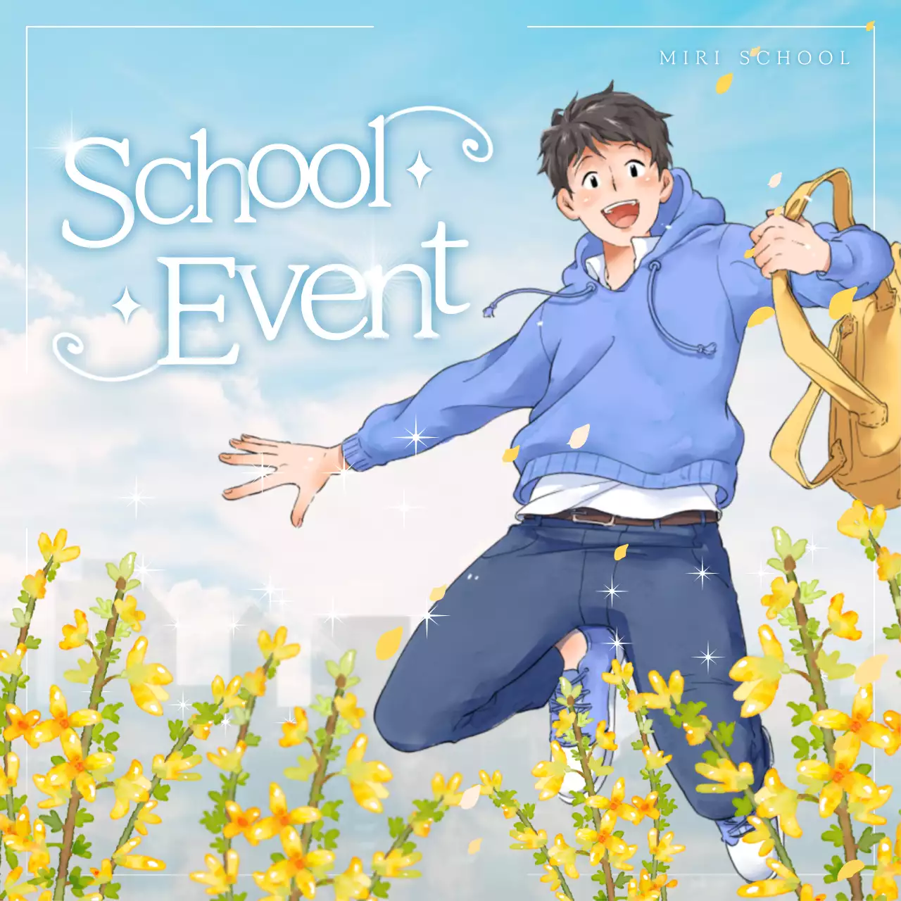 Notice of school events in light blue and yellow