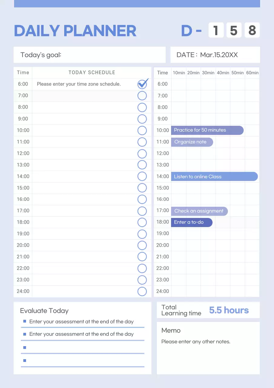 Blue Minimal Schedule Planner