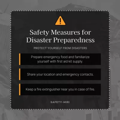 Disaster preparedness safety check in black and yellow