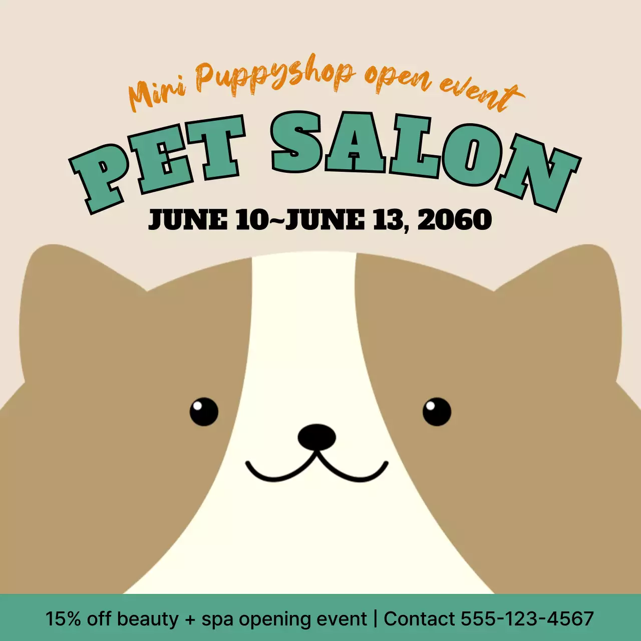 Beige Simple Pet Promotion Social Media Post