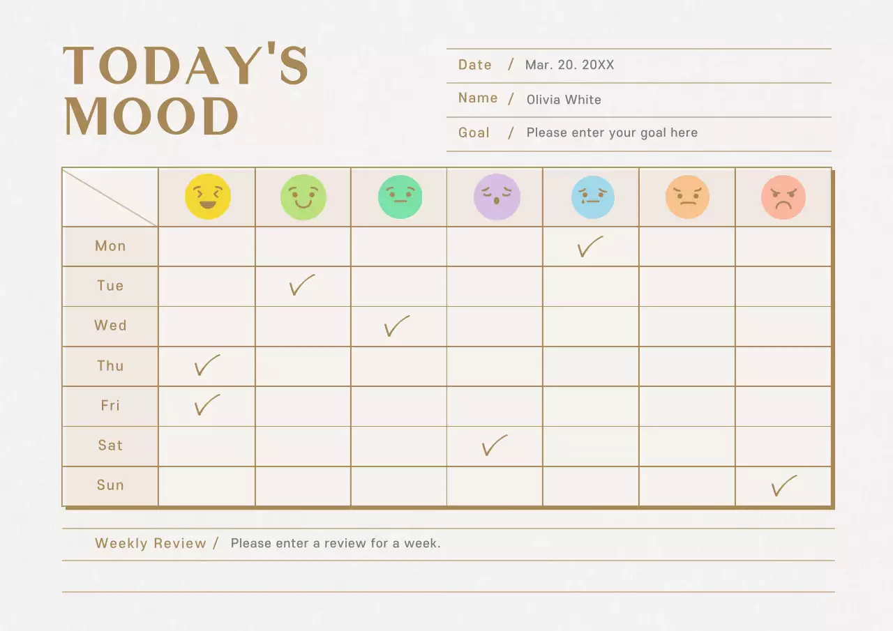 Beige Minimal Mood Planner Poster