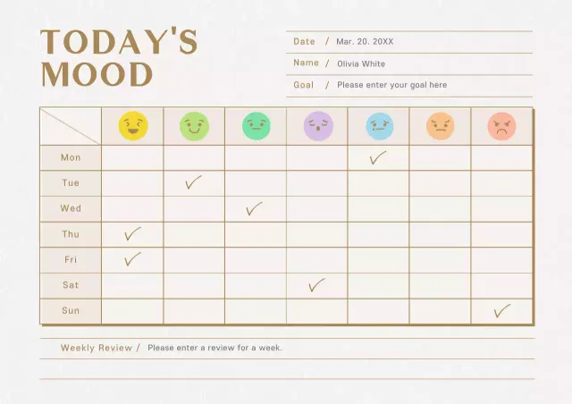 Pôster de planejador de humor minimalista bege