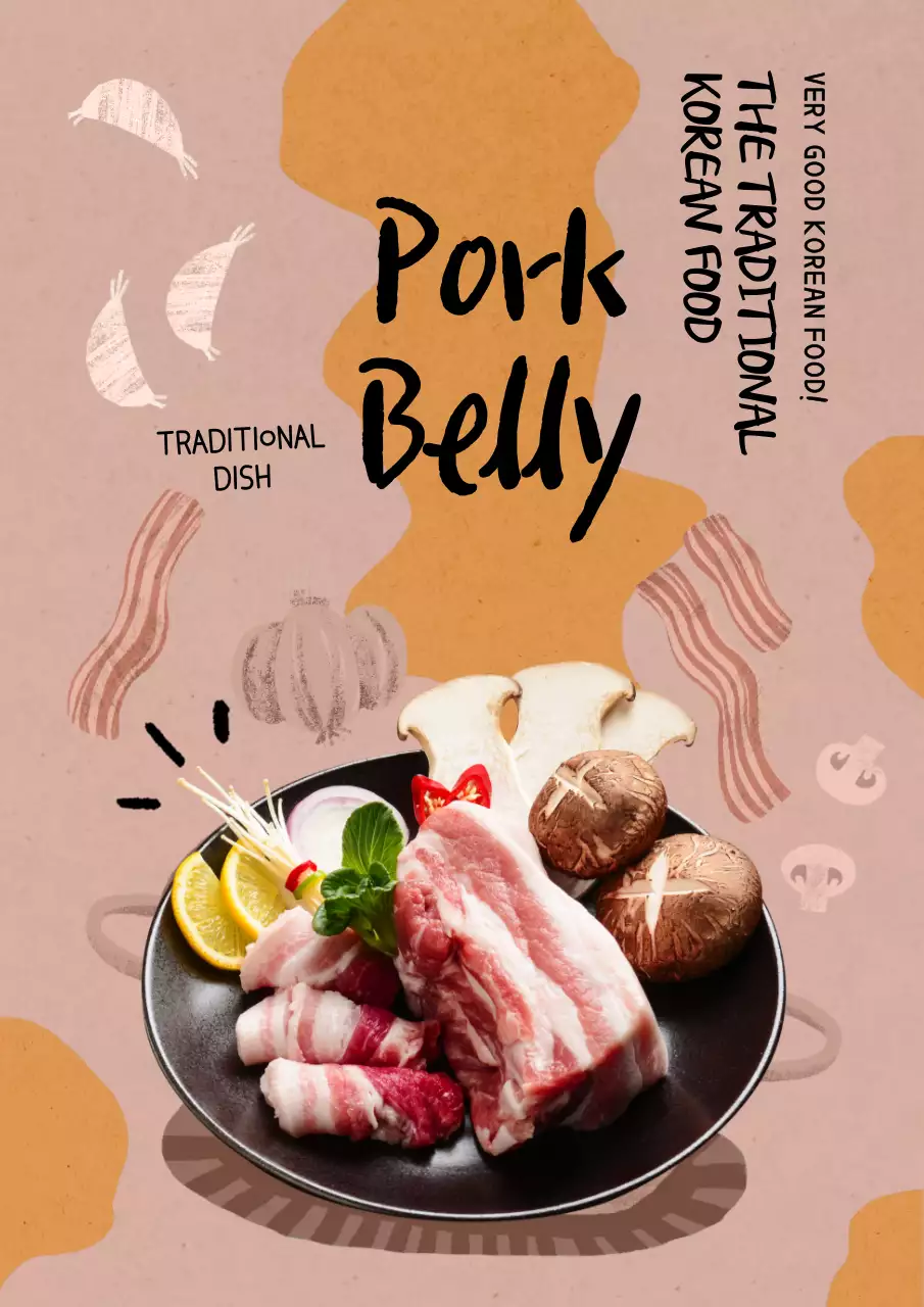 Beige Traditional Pork Promotion Poster