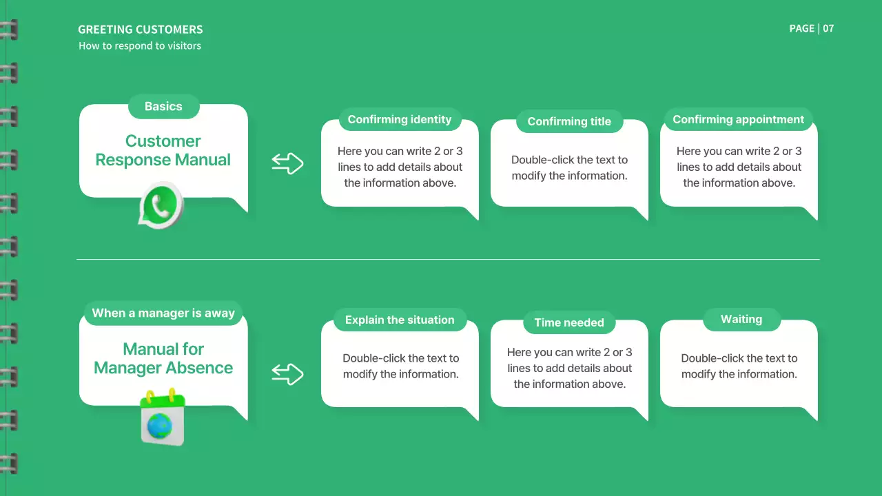 초록색과 흰색의 신입사원 메뉴얼 프레젠테이션