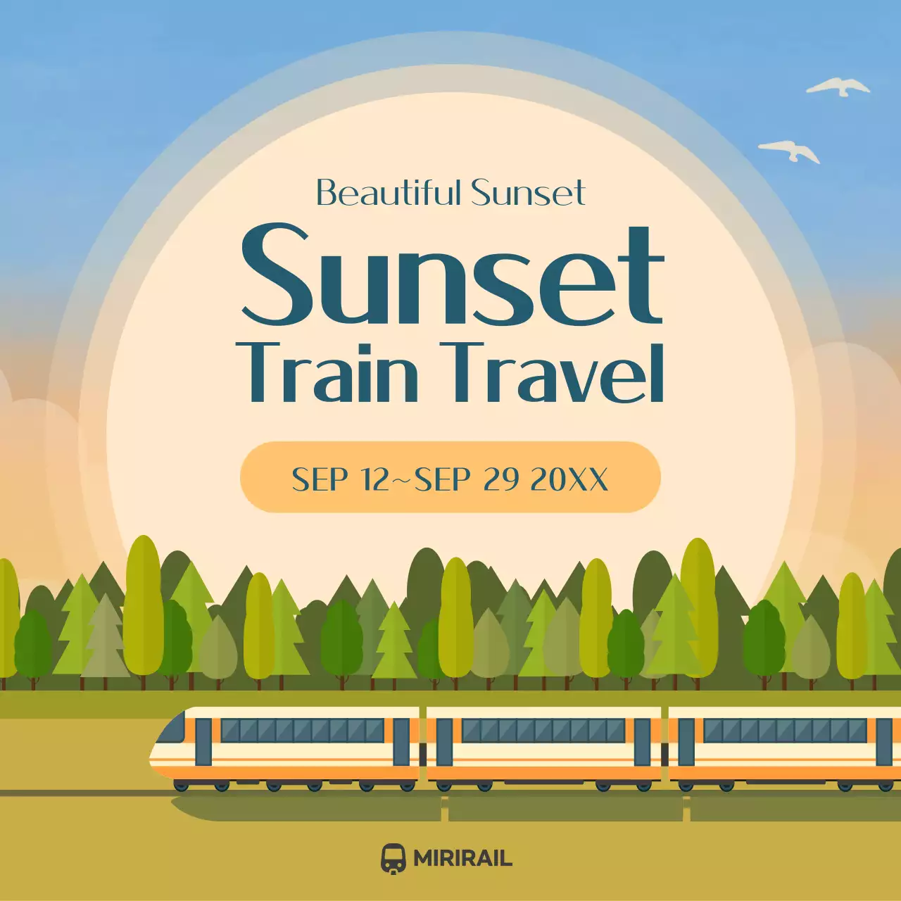 오렌지 레트로 여행 프로모션 소셜 미디어 게시물