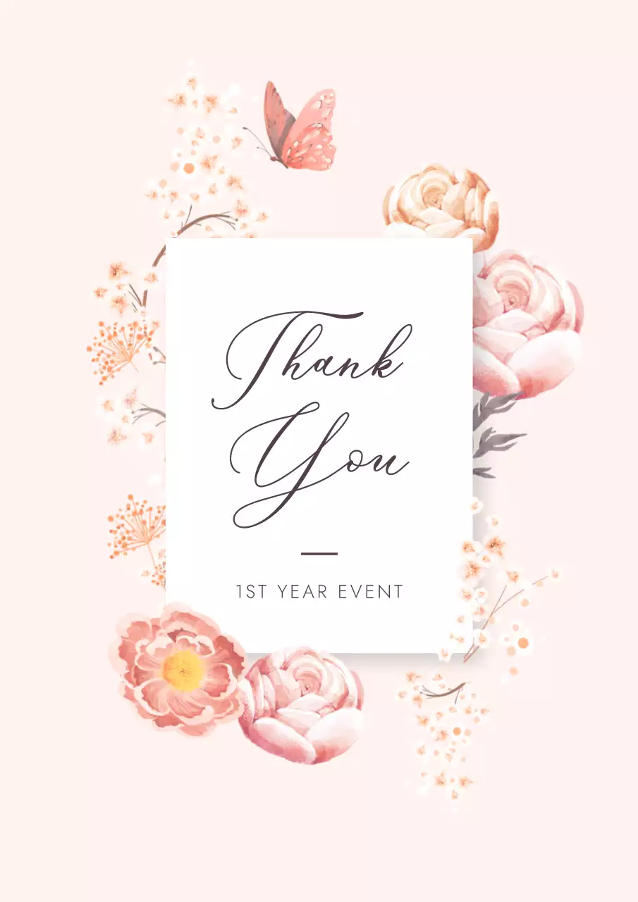 Pink Elegant Thank You Card Poster