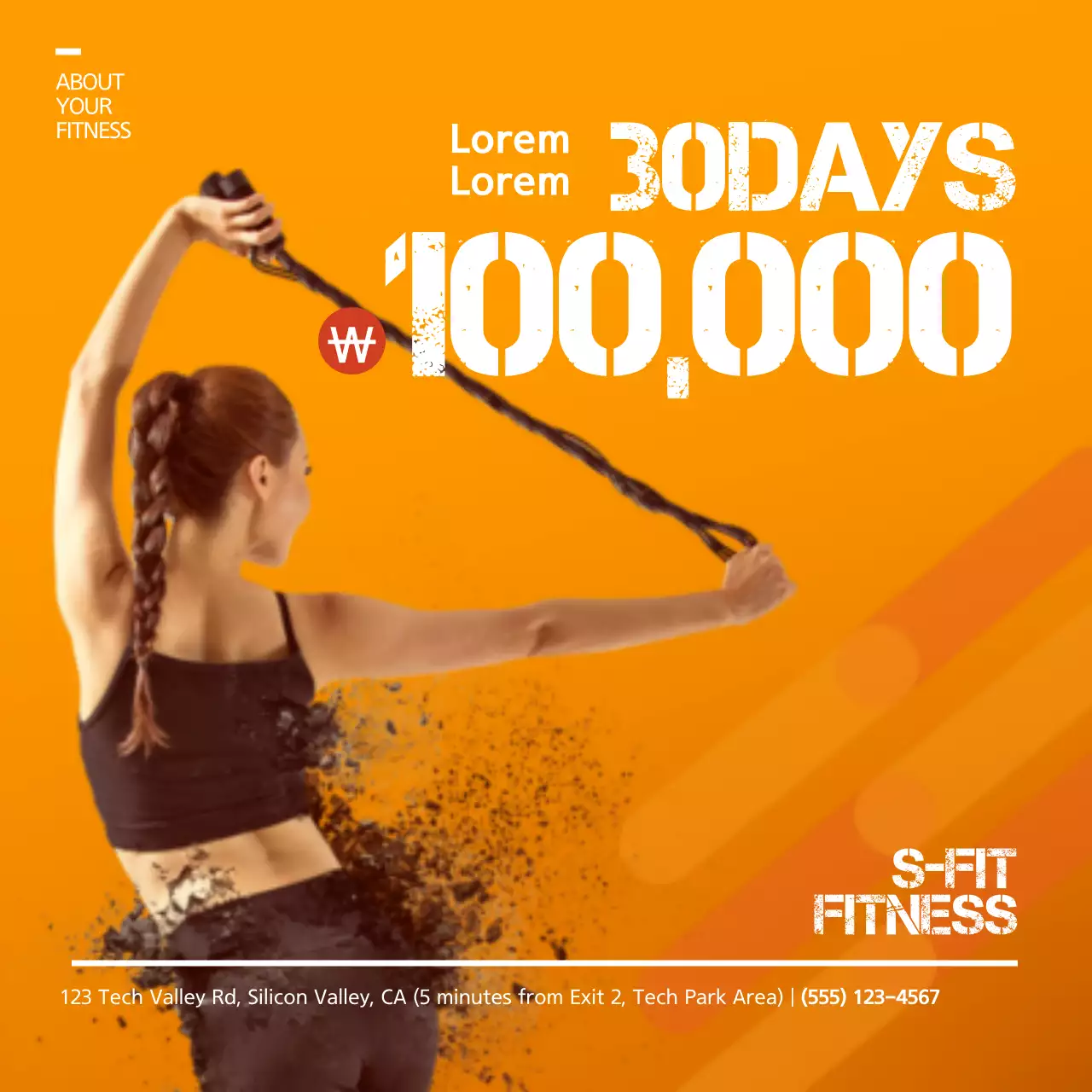 Orange Trendy Fitness Promotion Banner