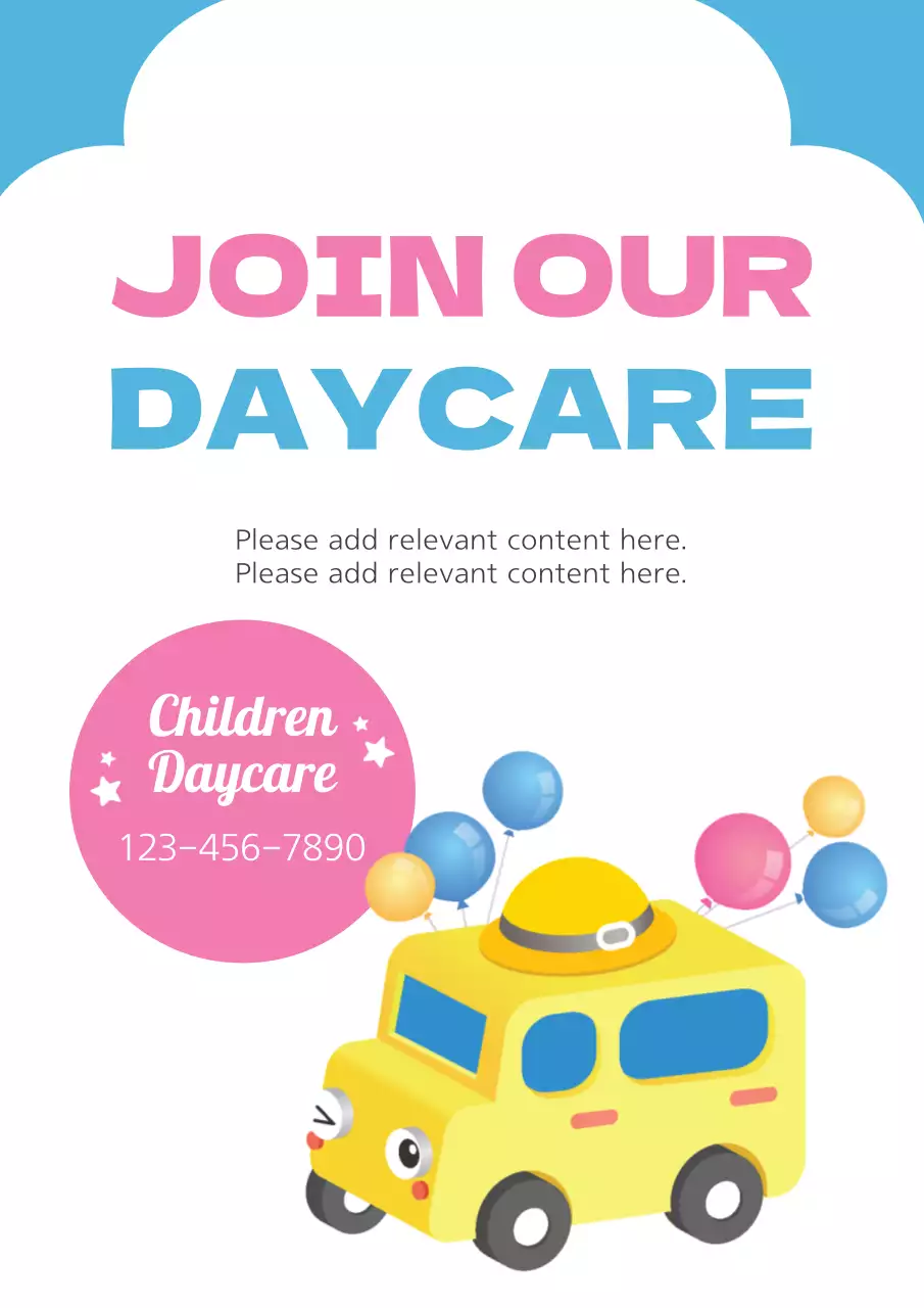 Pink Playful Daycare Promotion Poster