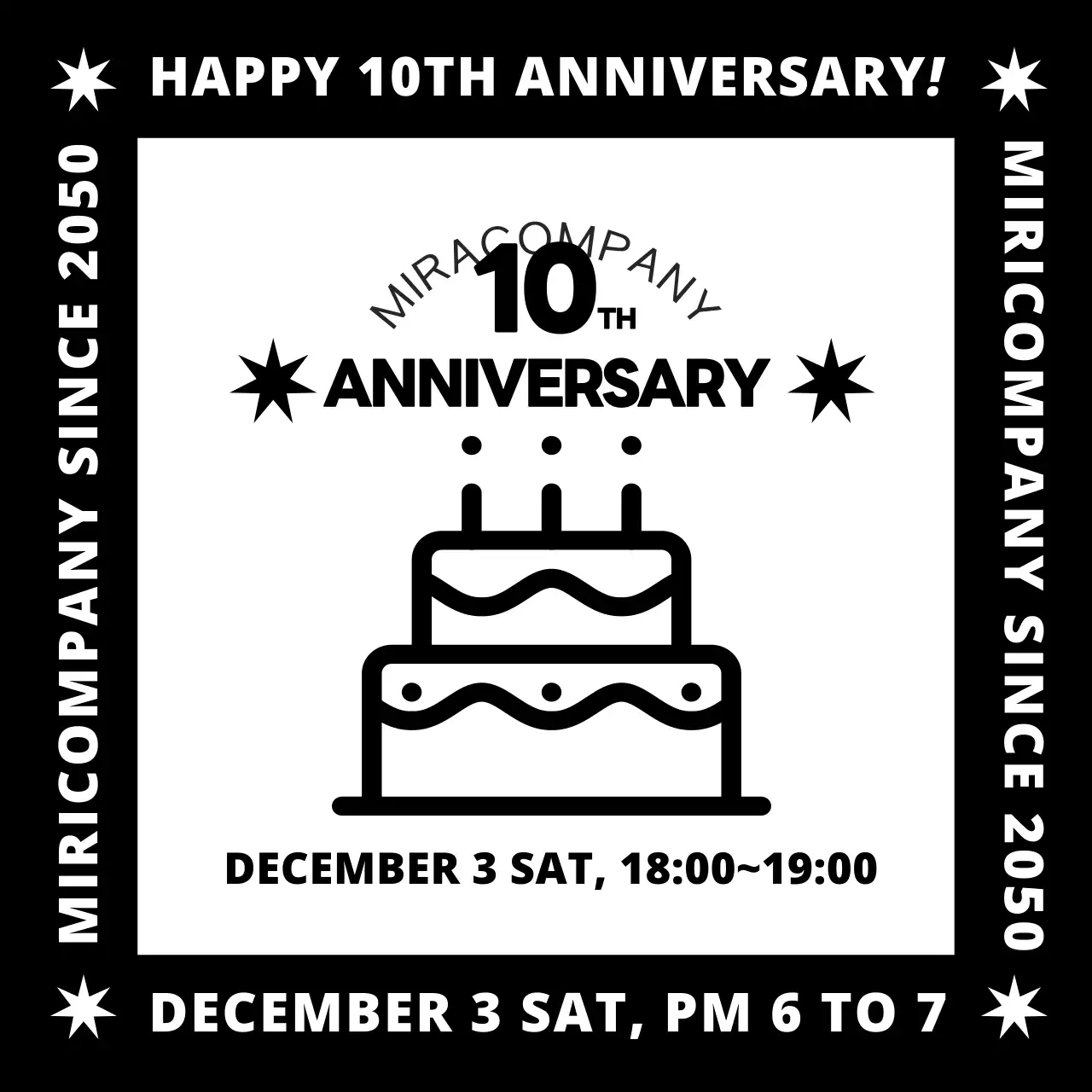 Black Simple Anniversary Announcement Social Media Post