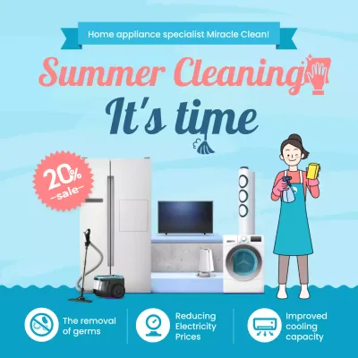 Blue Modern Cleaning Promotion Social Media Post