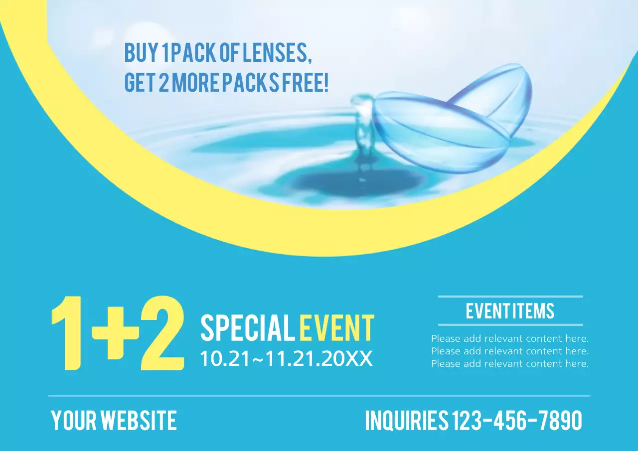 Poster Promosi Lensa Kontak Modern Biru