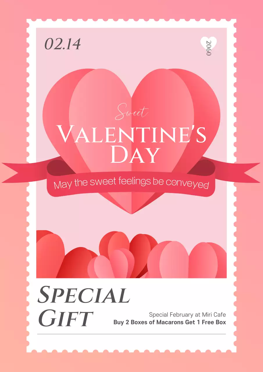 White Day event with pink heart stamp frame