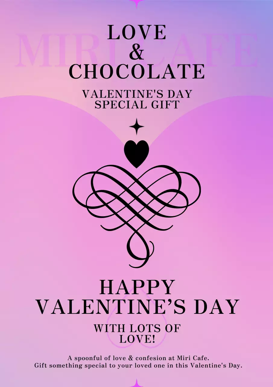 Valentine's Day with heart points on a pink gradient background