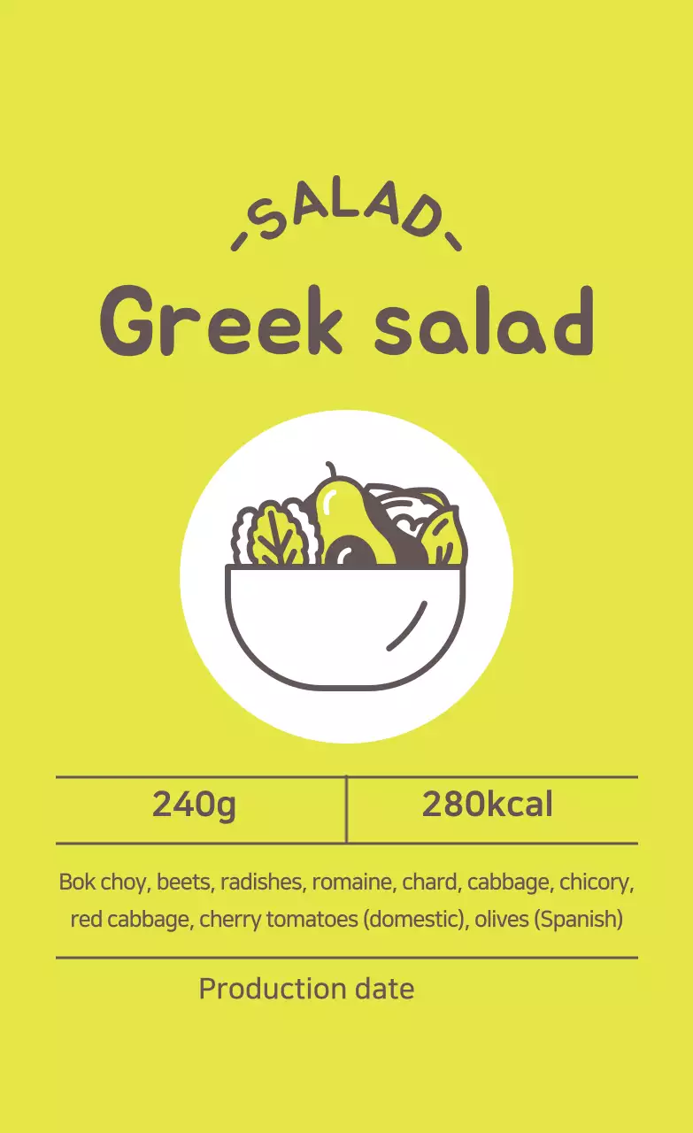 Nhãn salad minh họa màu xanh nhạt