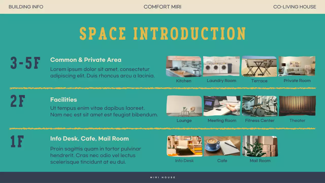 민트색 편안한 드로잉 컨셉의 집 일러스트를 사용한 입주제안서