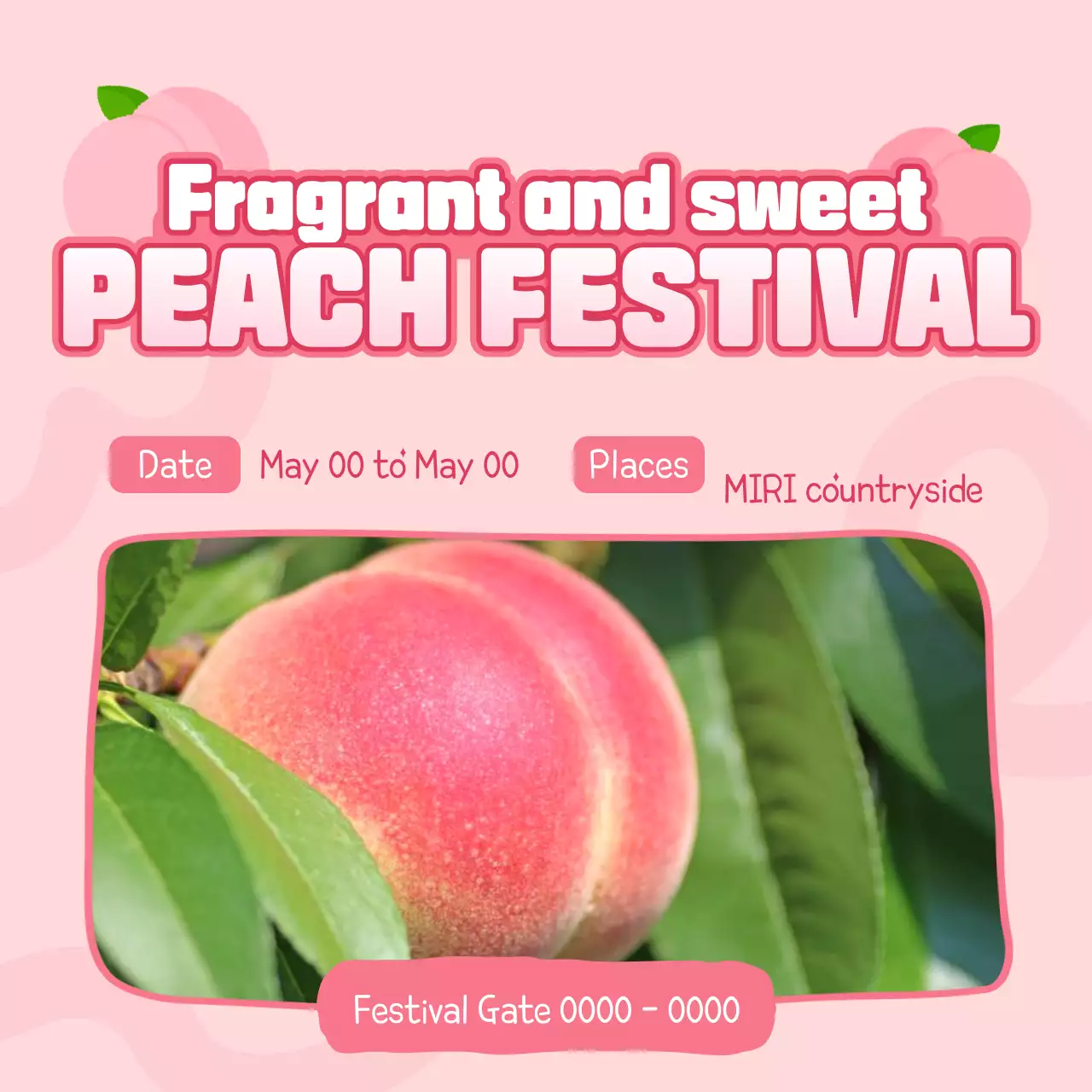Pink Retro Peach Festival Announcement Social Media Post
