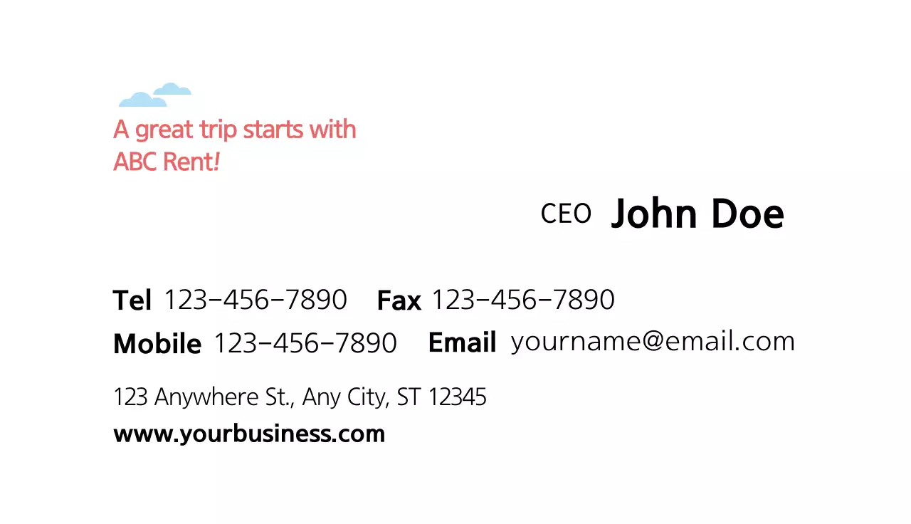 Blue Modern Car Rental Business Card