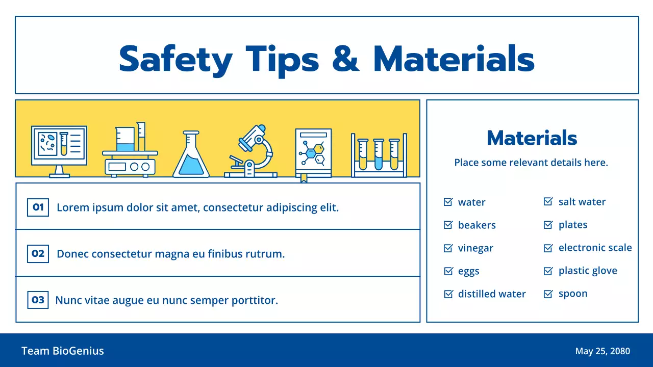 Light blue and yellow line illustration clean science experiment education class presentation theme