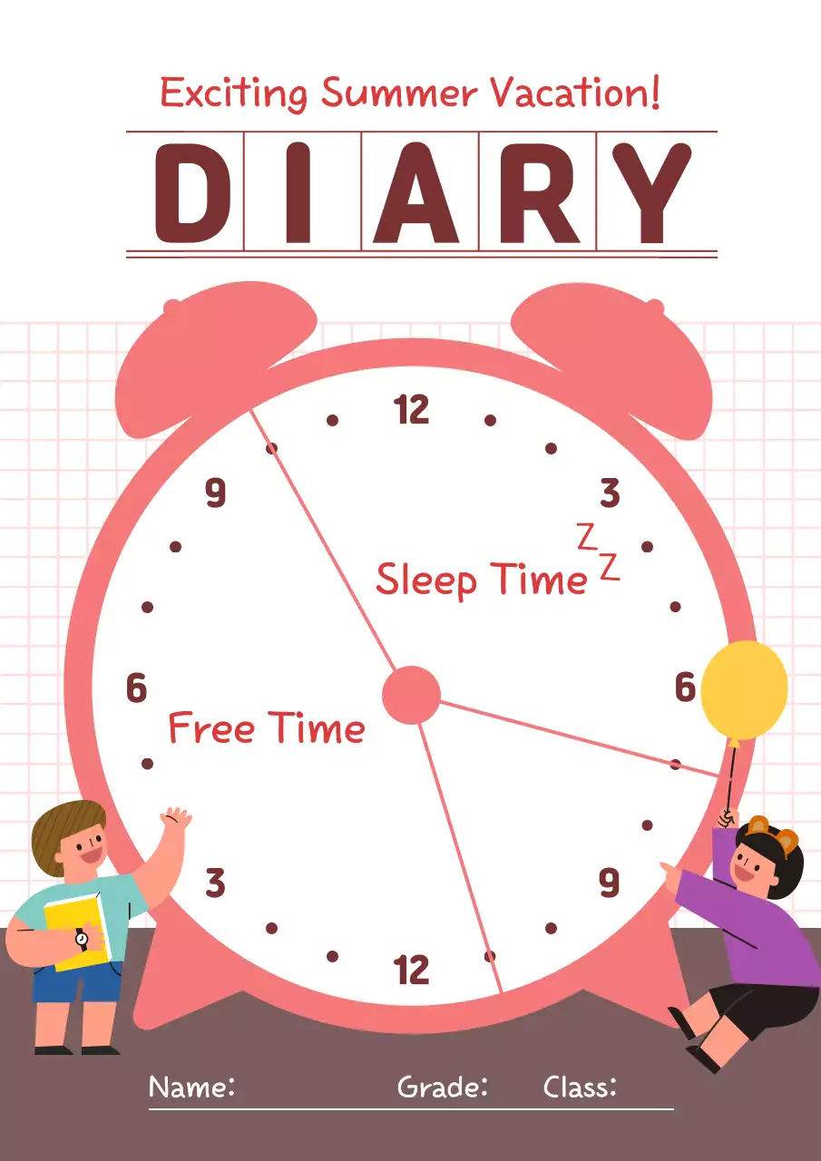 Pink Simple Summer Diary Poster