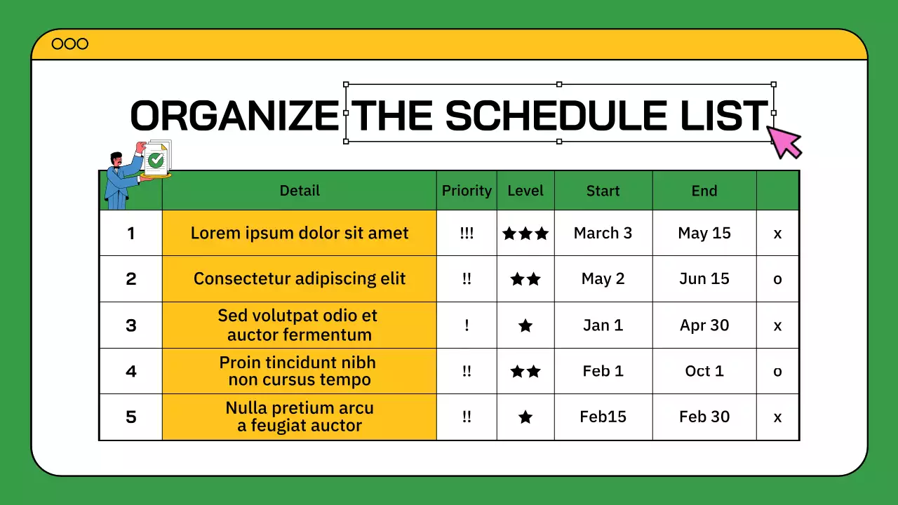 초록색과 노란색의 다채로운 웹브라우저 컨셉의 버킷리스트