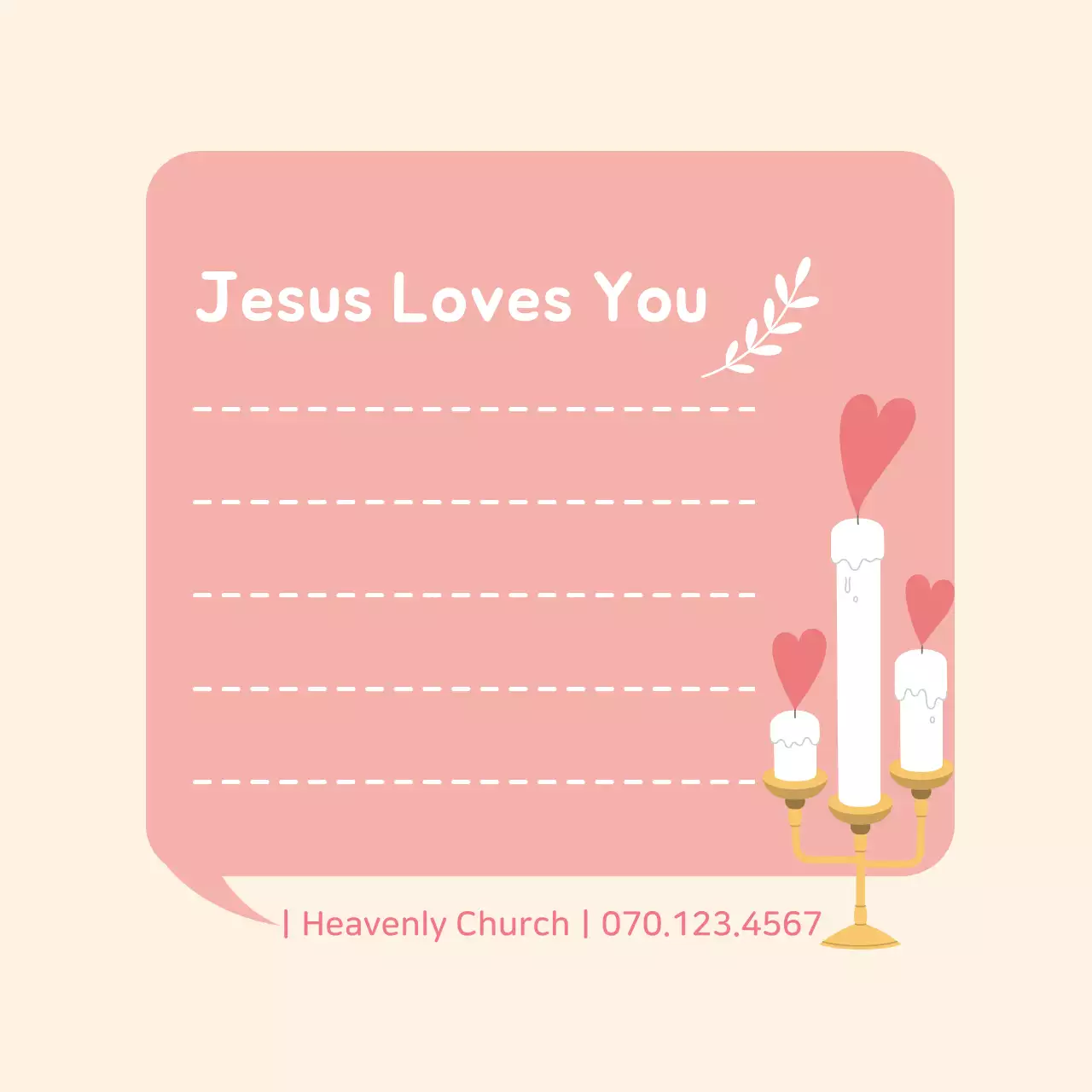 Gereja dengan ilustrasi gelembung ucapan berwarna merah muda