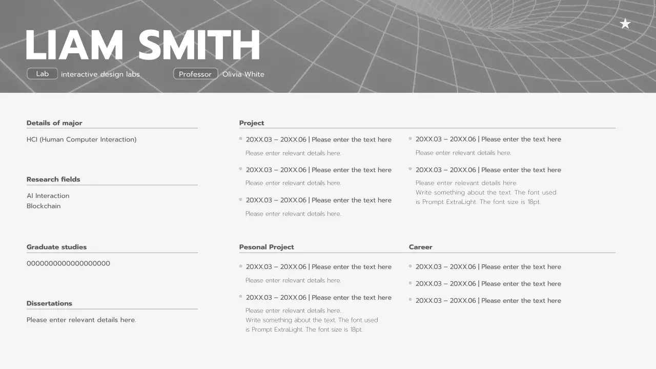 A clean planner portfolio with a black-and-white pattern in white and gray