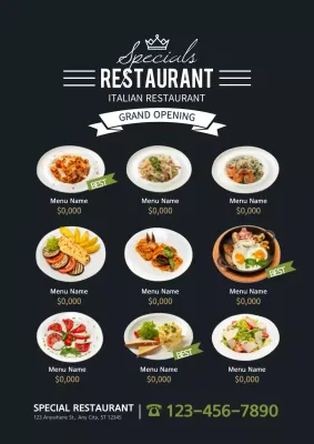 Black Modern Restaurant Promotion Poster