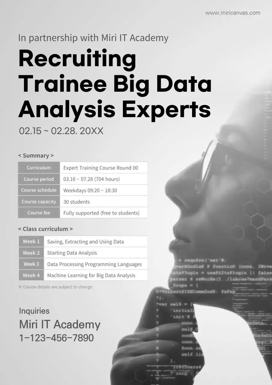 Recruiting experts to train big data analytics experts with gray backgrounds IT Academy