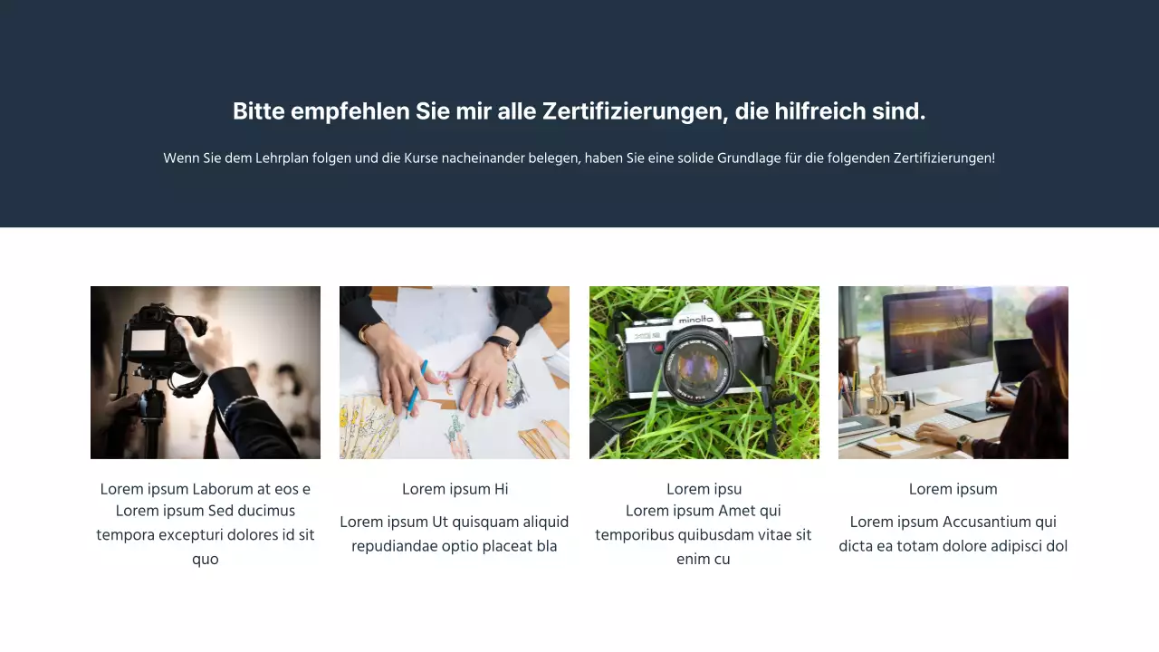 Eine einfache, marineblaue und gelbe Einführungspräsentation für die Öffentlichkeitsarbeit einer Universität