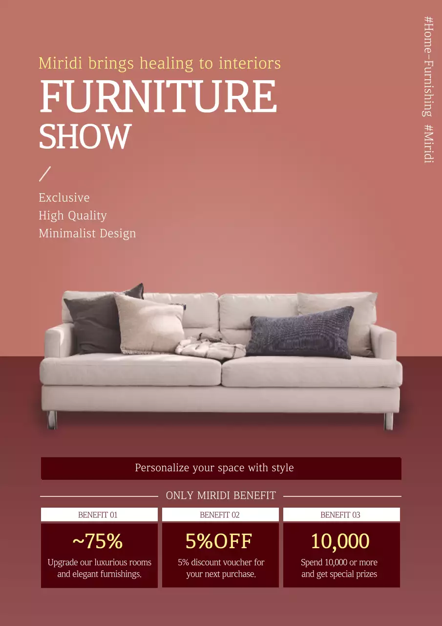 Web poster promoting a modern furniture interior event