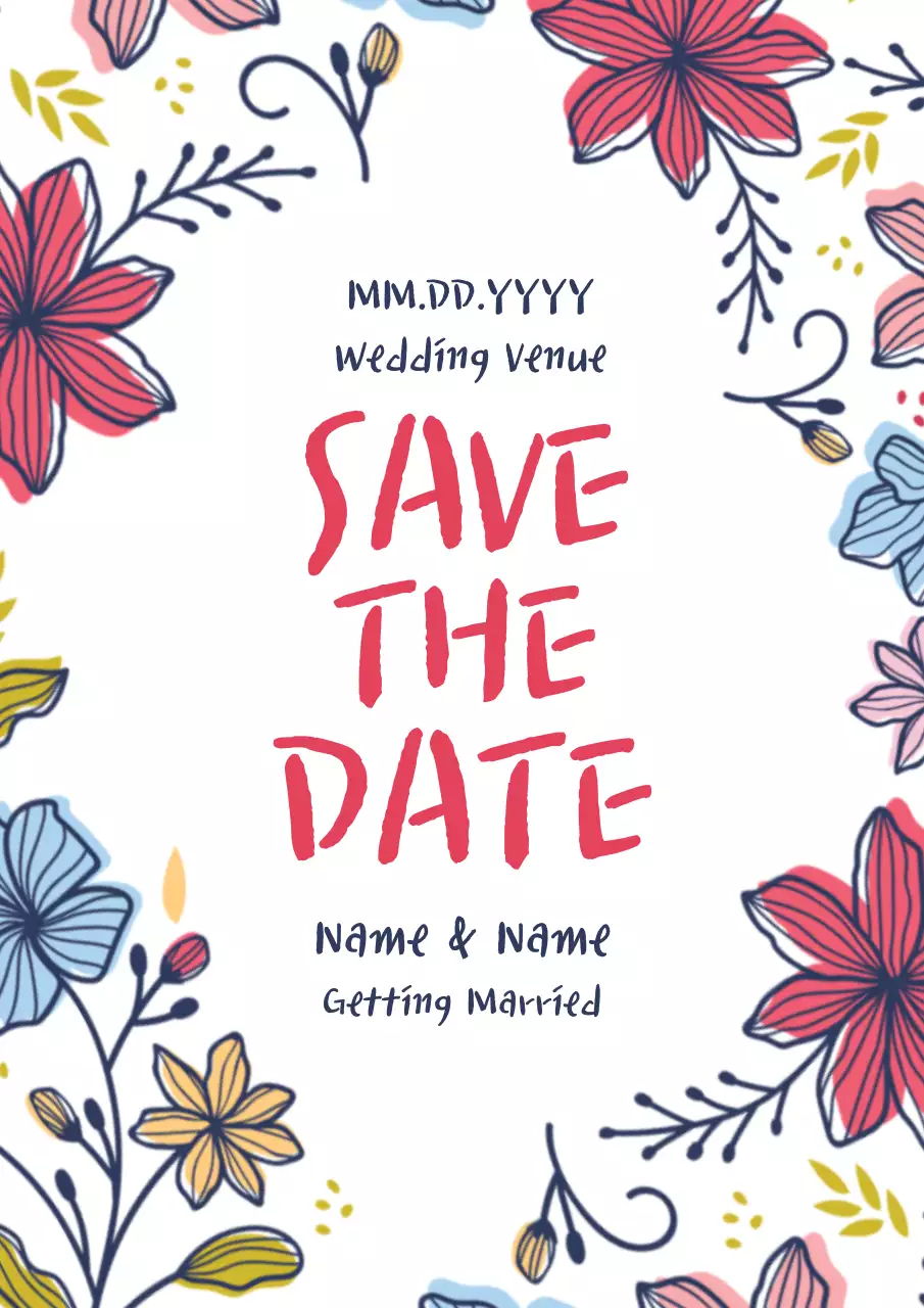 Red Floral Wedding Invitation Poster