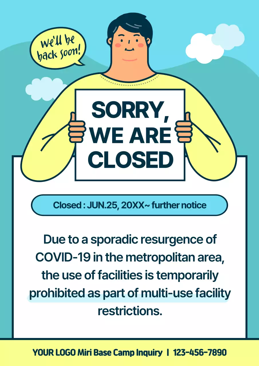 Blue Simple Closure Notice Poster