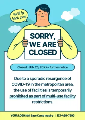 Blue Simple Closure Notice Poster