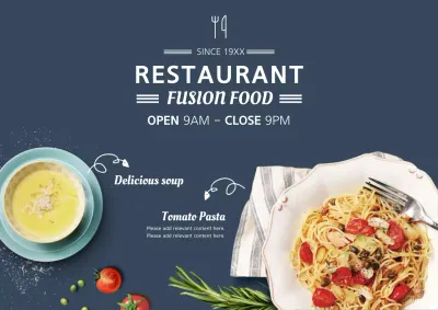 Navy Minimal Fusion Food Promotion Poster