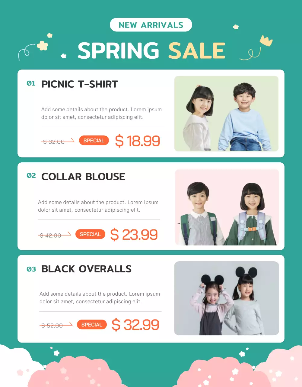 pink cute spring illustration spring new arrivals children's clothing