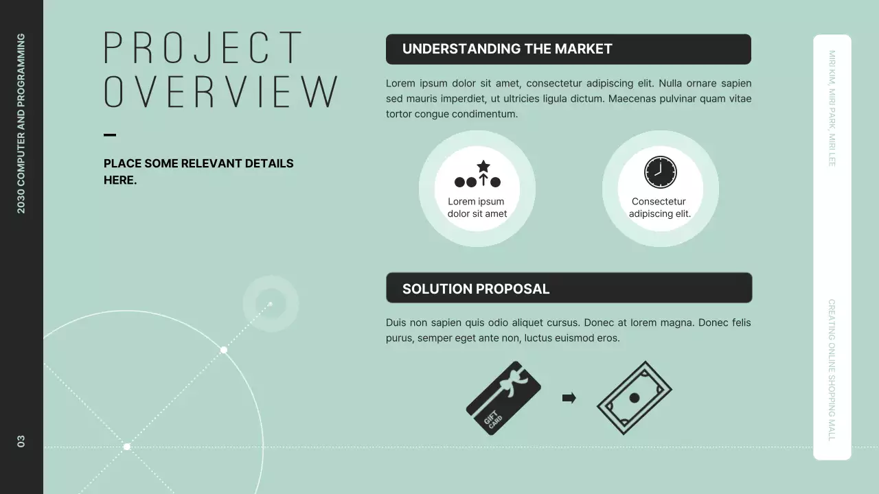 Trình bày phác thảo dự án gọn gàng bằng cách sử dụng đồ họa màu đen và bạc hà