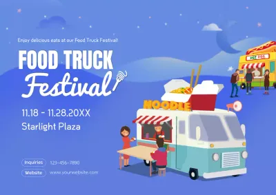 Blue Modern Food Festival Promotion Poster