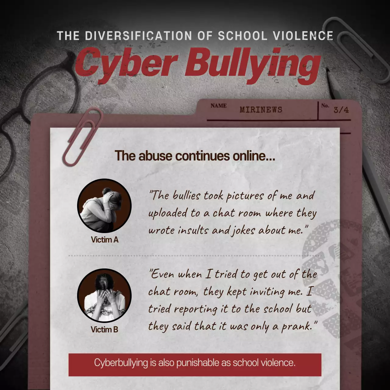 school violence in gray and red