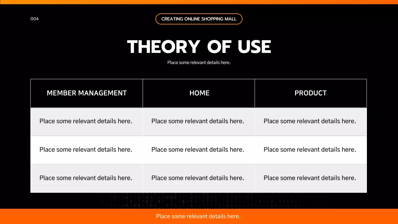 Present a black and orange, engineering-inspired, simple project brief