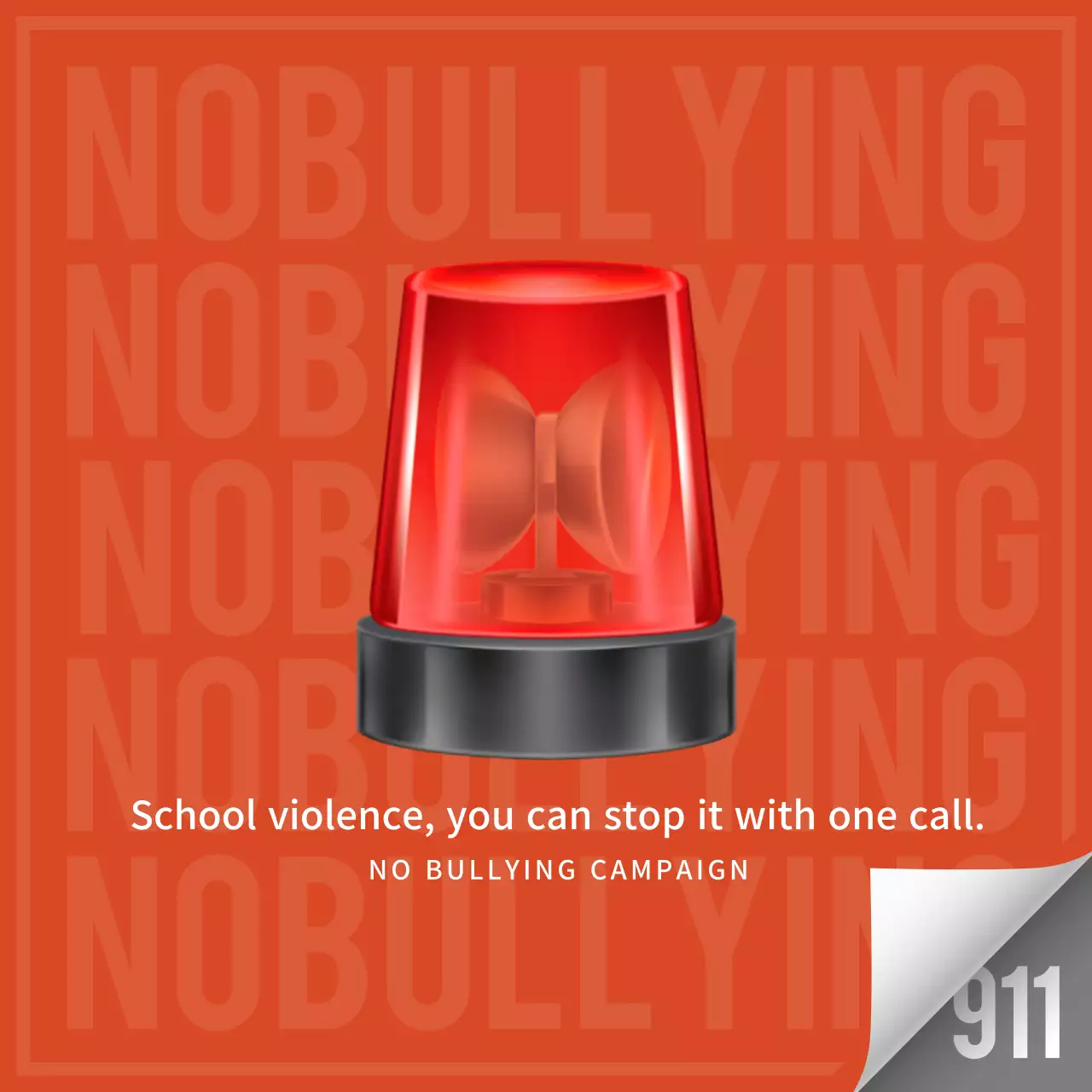 빨강색과 흰색의 학교 폭력 신고 캠페인