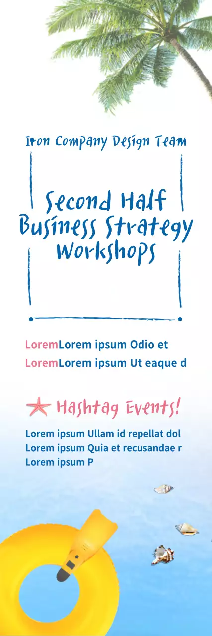 Banner de promoção de negócios tropicais azuis