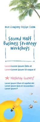 Banner de promoção de negócios tropicais azuis