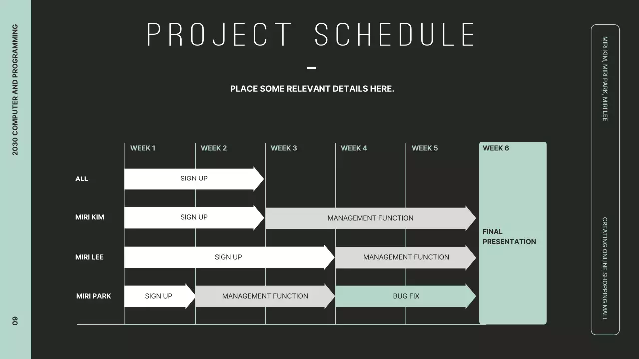 Trình bày phác thảo dự án gọn gàng bằng cách sử dụng đồ họa màu đen và bạc hà