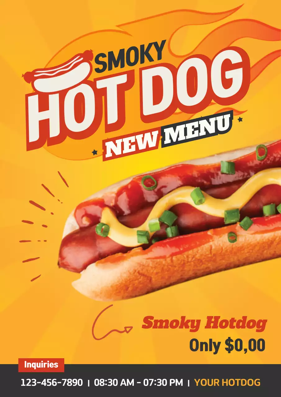 Orange Trendy Hotdog Promotion Poster