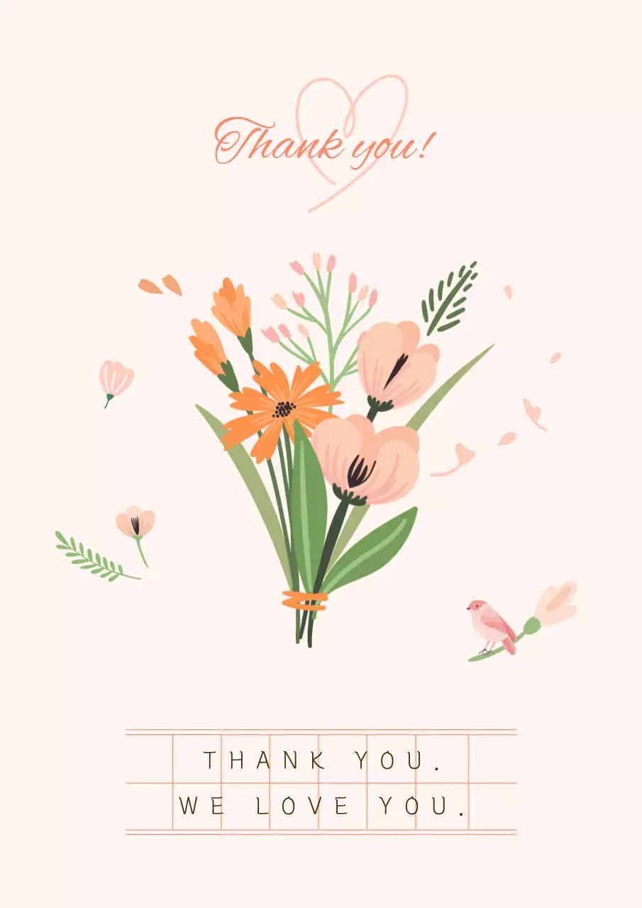 Beige Elegant Thank You Card Poster