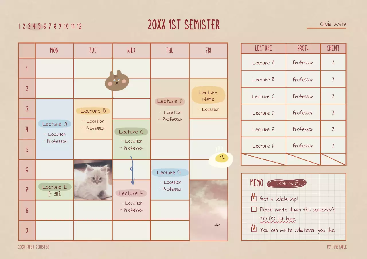 Beige Minimal Academic Planner Poster